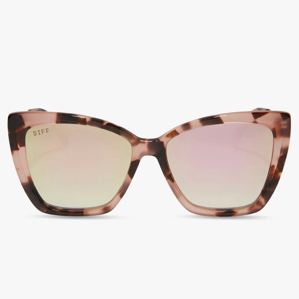 DIFF Eyewear Becky II Himalayan Tortoise Taupe Mirror Polarized Sunglasses NIB